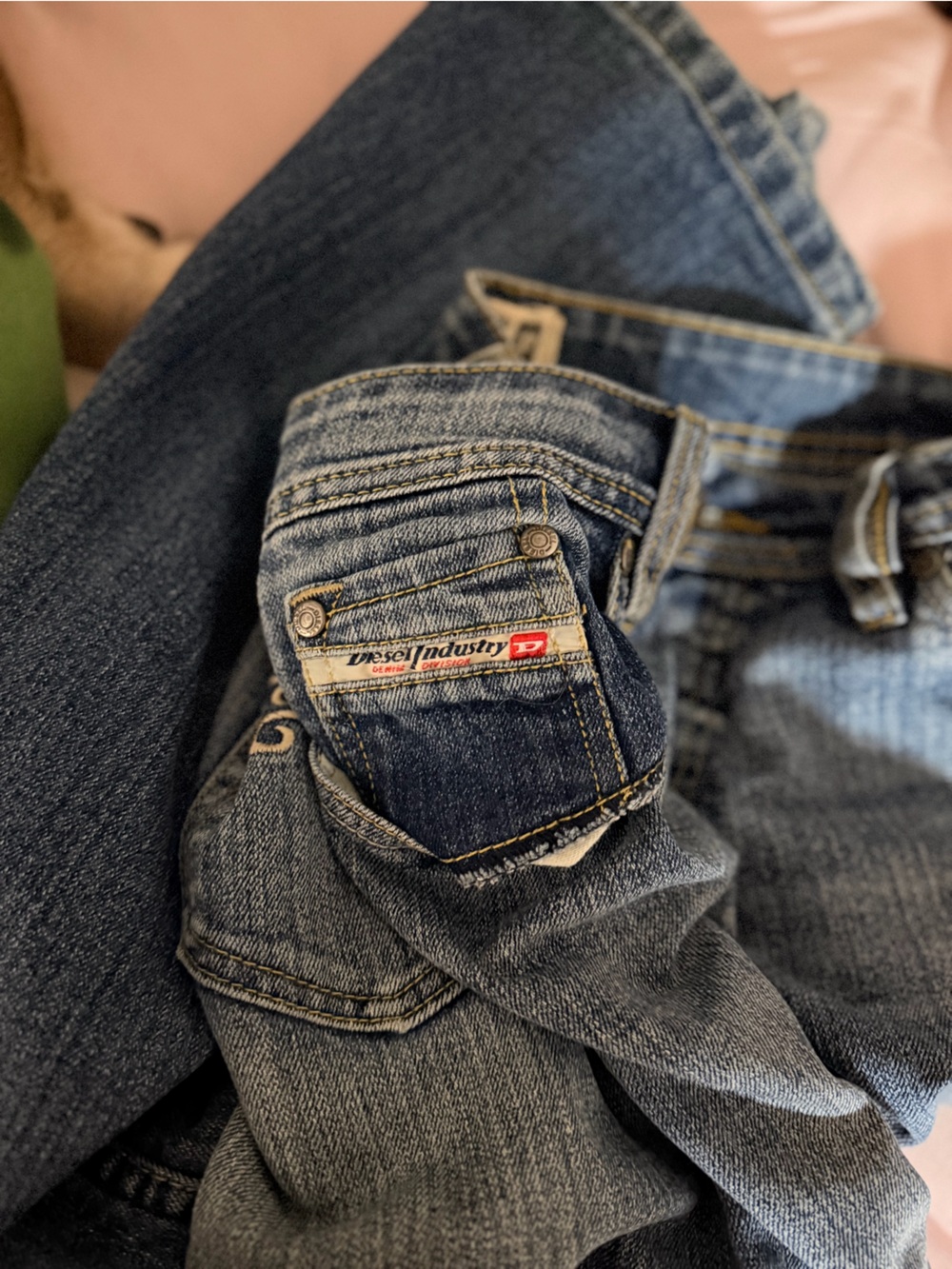 SUPER RARE - Deadstock Diesel Blue Denim Jeans with Red Embroidered Patch - Picture 2 of 11